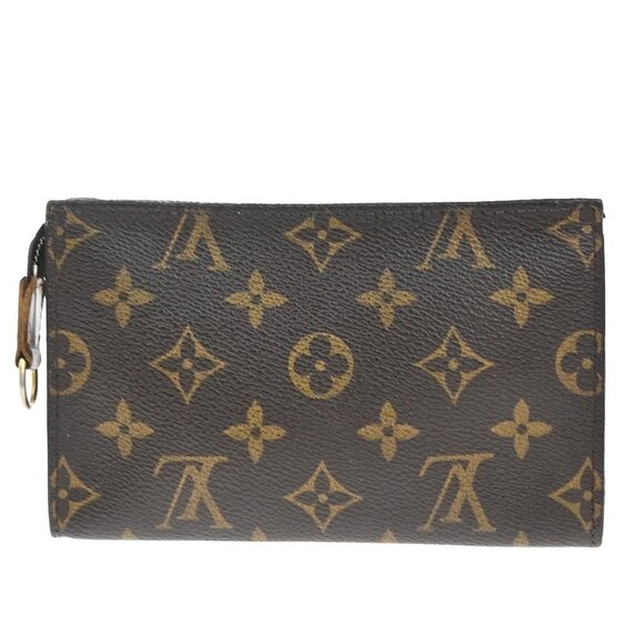 LOUIS VUITTON Logo BUCKET PM Pouch Bag Monogram Leather Brown France - Picture 3 of 14